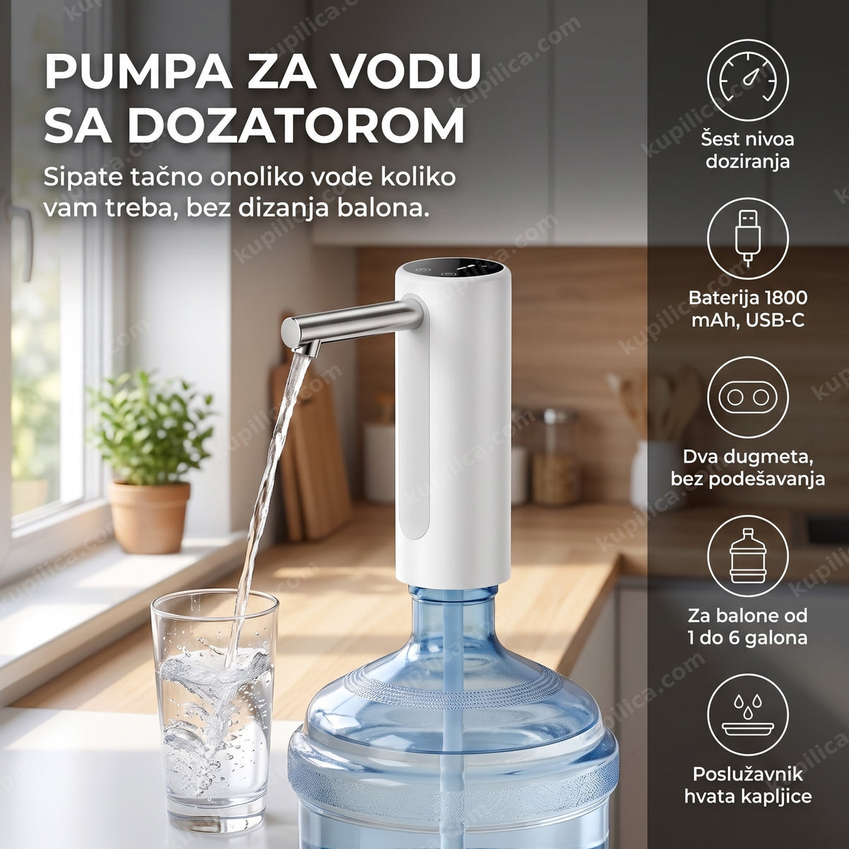 pametna pumpa za punjenje čaše vodom sa balona od 19 litara, benefiti proizvoda
