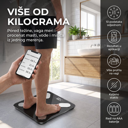 Pametna vaga za merenje telesnog sastava, BMI, masti i mišića