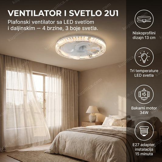 pametni luster ventilator sa LED svetlom u spavaćoj sobi, benefiti proizvoda