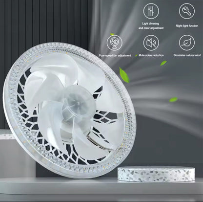 luster ventilator sa upaljenim svetlom u sobi