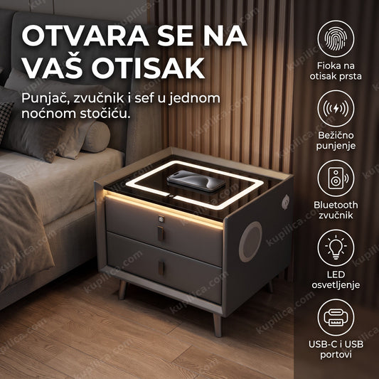 pametni noćni stočić sa otiskom prsta i bežičnim punjenjem pored kreveta, benefiti proizvoda