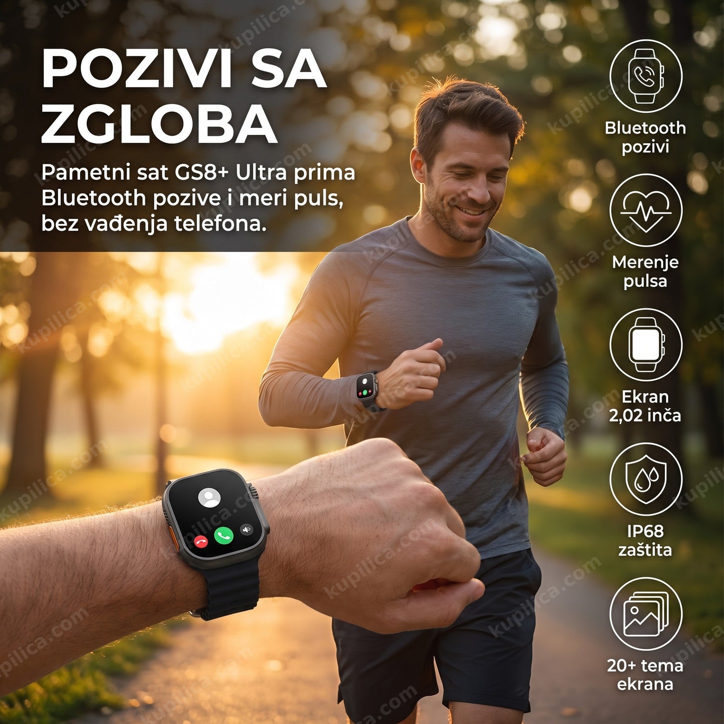 Pametni sat GS8+ Ultra — Bluetooth pozivi i merenje pulsa, benefiti proizvoda