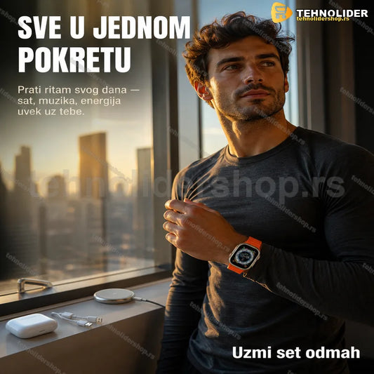 pametni sat poklon set sa slušalicama — kompletno pakovanje sa dodacima