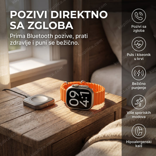 Pametni sat sa Bluetooth pozivima na noćnom stočiću uz punjač, benefiti proizvoda