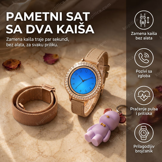 pametni sat sa dva kaiša i priveskom na svetloj podlozi, benefiti proizvoda