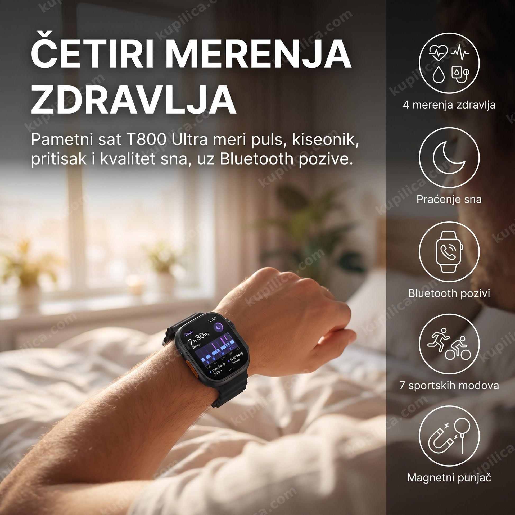 Pametni sat T800 Ultra 1,83 inča — Bluetooth pozivi, puls i merenje sna, benefiti proizvoda