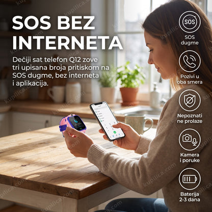 Pametni sat za decu Q12 roze — sat telefon sa SOS dugmetom, benefiti proizvoda