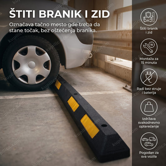 parking stoper graničnik u garaži ispred prednjeg točka automobila, benefiti proizvoda