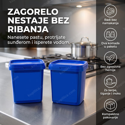 dve plave teglice, pasta za čišćenje tvrdokornih naslaga, etiketa bez teksta