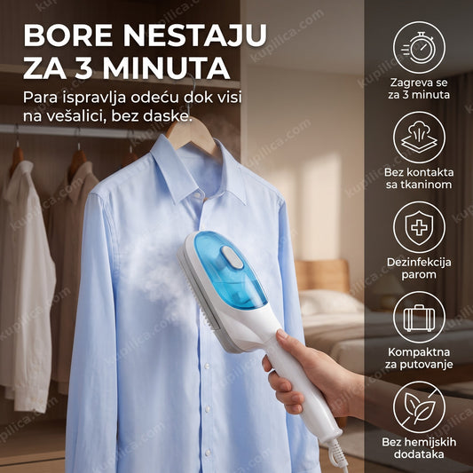 Prenosiva pegla na paru za vertikalno peglanje košulje na vešalici u spavaćoj sobi, benefiti proizvoda