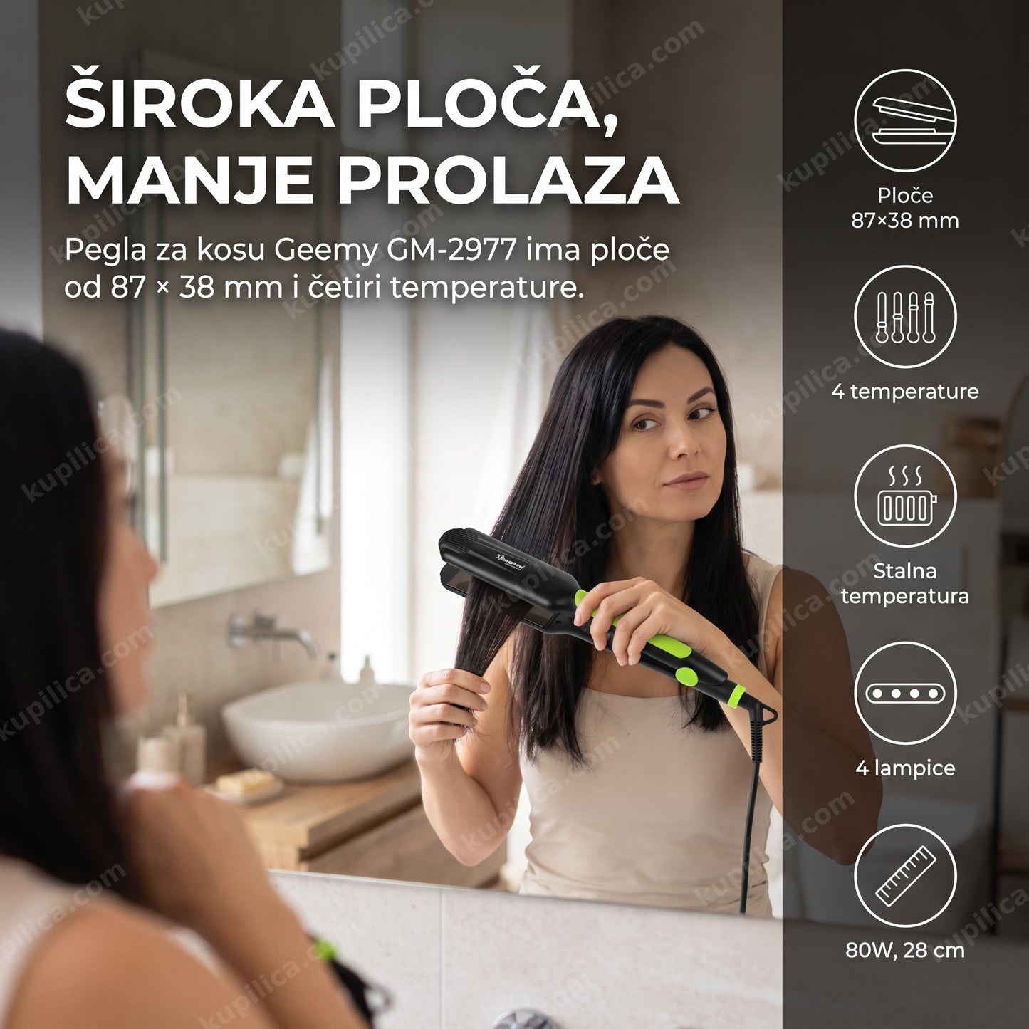 Pegla za kosu Geemy GM-2977 sa keramičkim pločama, benefiti proizvoda