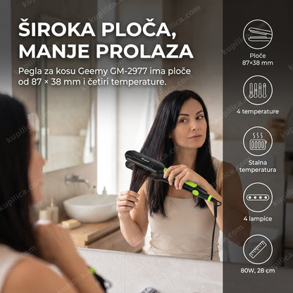 Pegla za kosu Geemy GM-2977 sa keramičkim pločama, benefiti proizvoda
