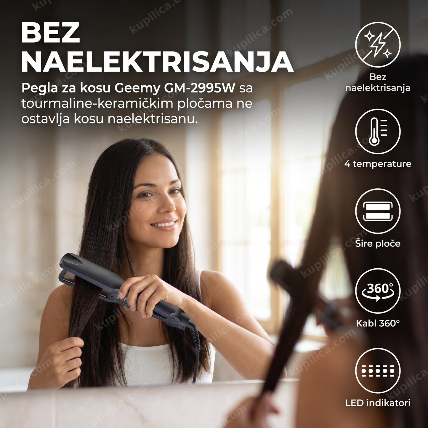 Pegla za kosu Geemy GM-2995W sa 4 temperature, benefiti proizvoda