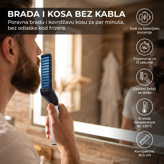 pegla za kosu i bradu bežična u kupatilu ujutru, benefiti proizvoda