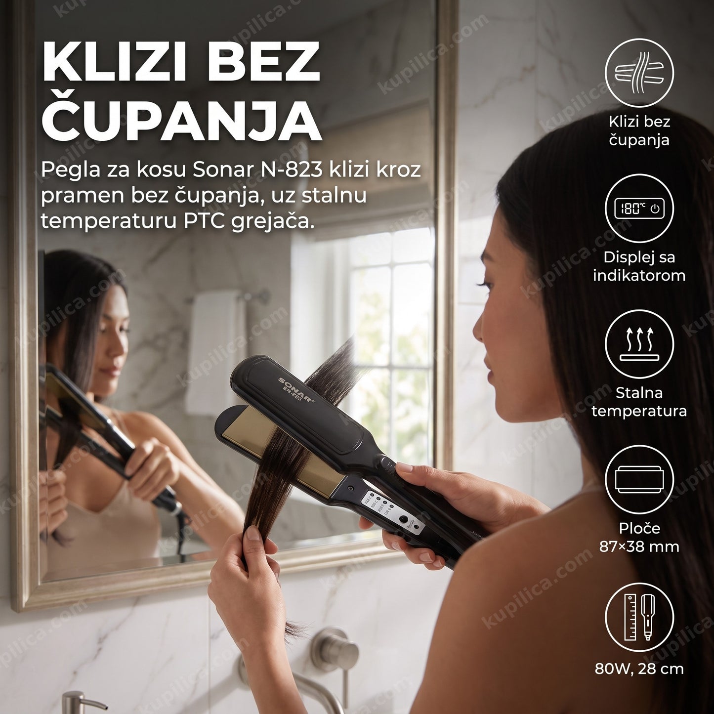 Pegla za kosu Sonar N-823 keramička, 4 temperature, benefiti proizvoda