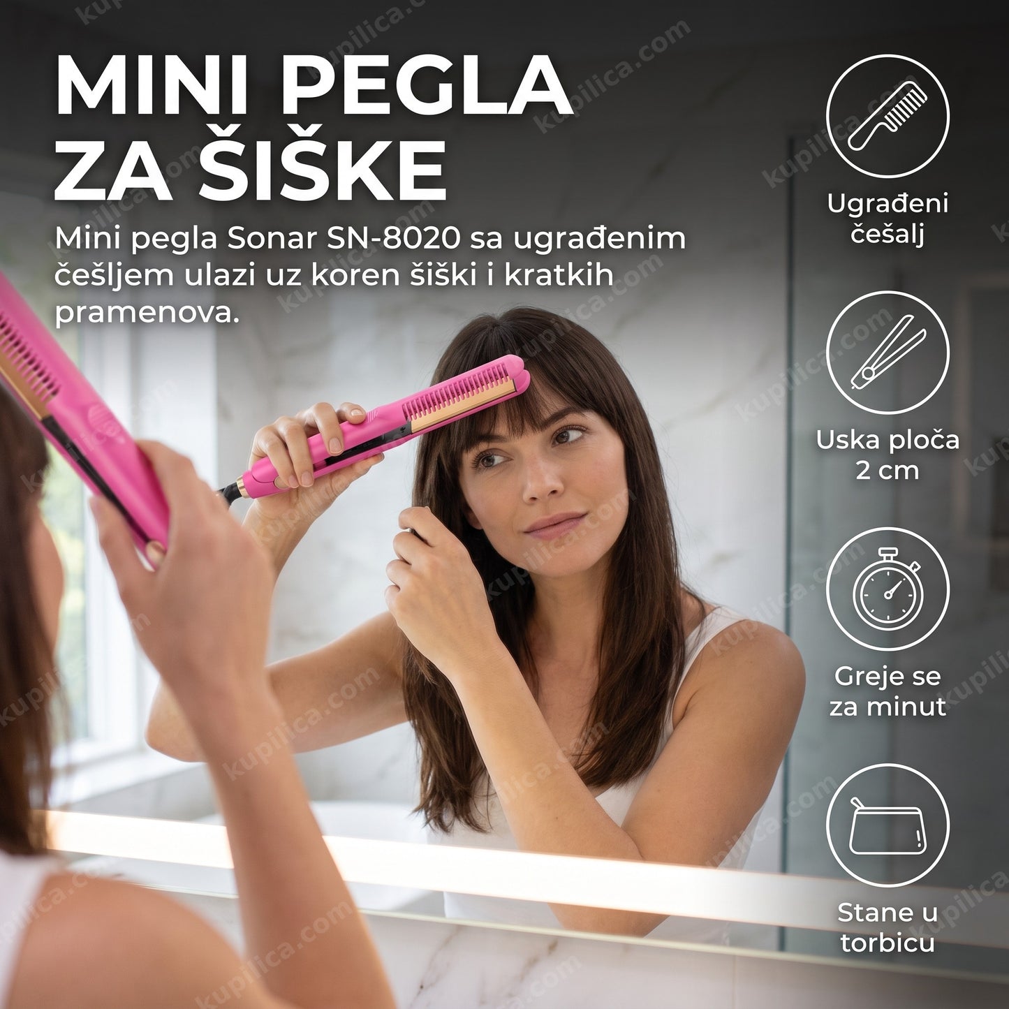 Pegla za kosu Sonar SN-8020 mini pegla sa češljem, benefiti proizvoda