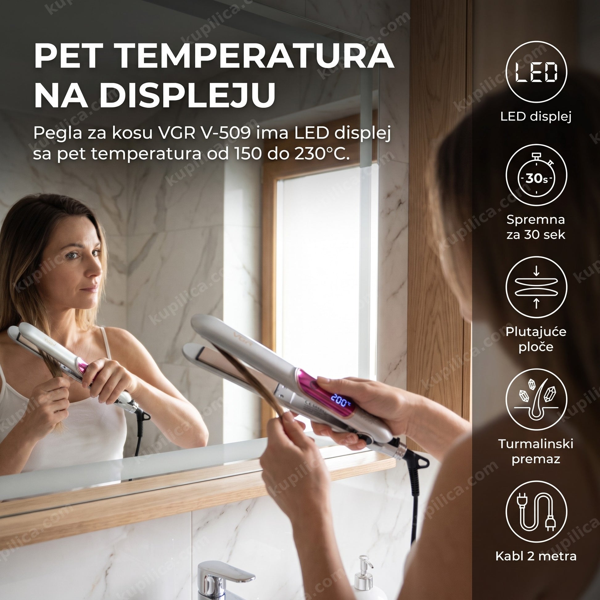 Pegla za kosu VGR V-509 sa LED displejem, benefiti proizvoda