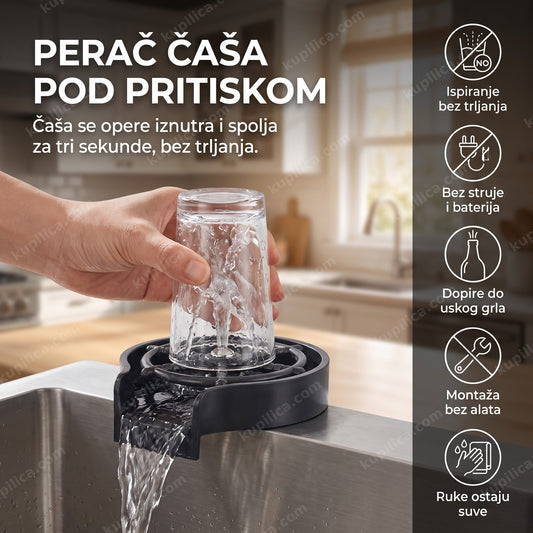 perač čaša pod pritiskom u upotrebi u sudoperi, benefiti proizvoda
