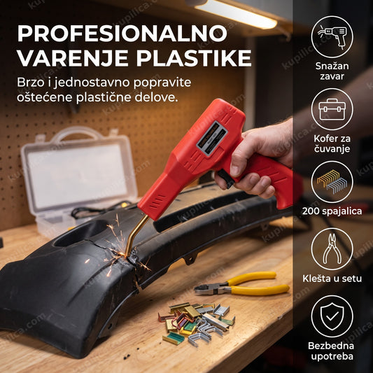 pištolj za varenje plastike sa priborom u garaži, benefiti proizvoda