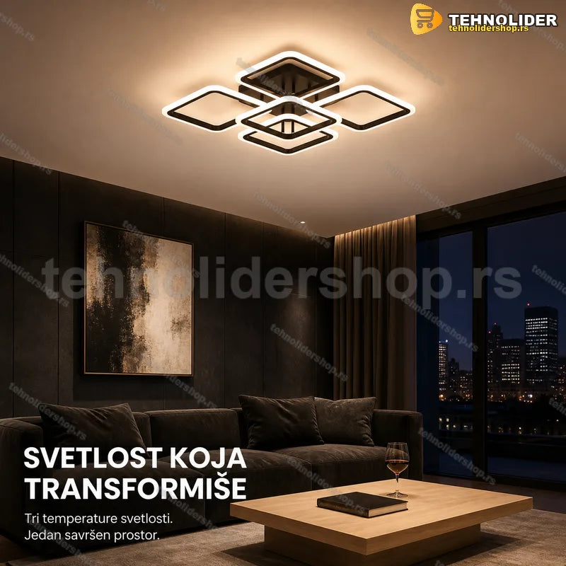 plafonjera LED 90W kvadratna 40x40 sa crnim telom i belim svetlećim okvirima