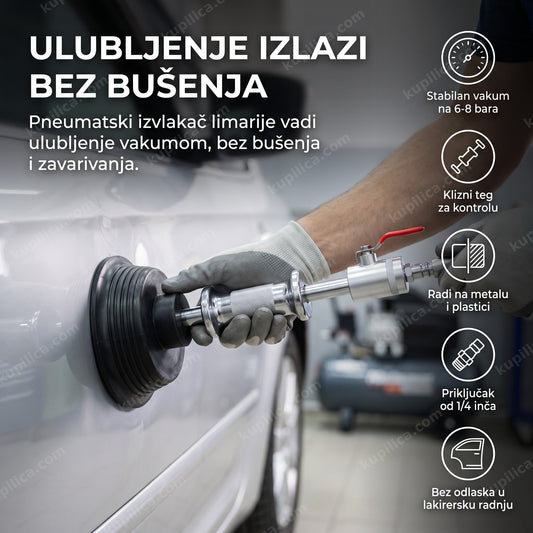 vakum glava pneumatskog izvlakača limarije na ulubljenju karoserije automobila, benefiti proizvoda
