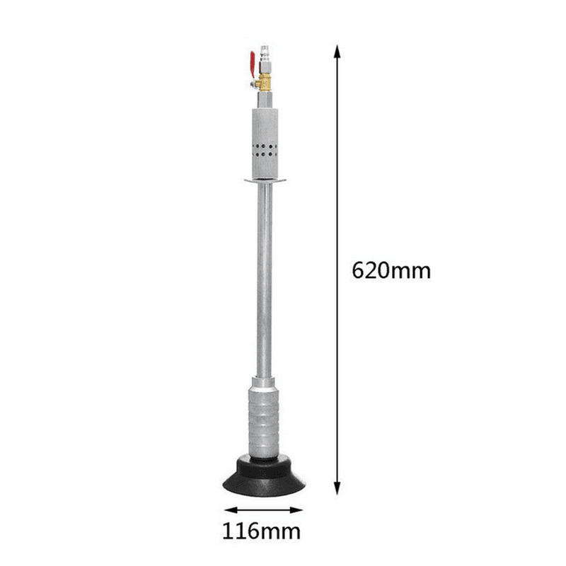 sklopljeni pneumatski izvlakač limarije sa merama 620 mm visine i 116 mm širine