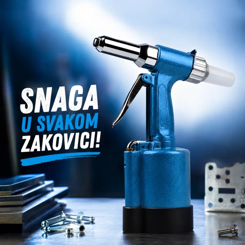 pneumatski pištolj za pop nitne priključen na crevo kompresora