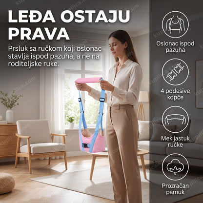Pojas za učenje hodanja bebe, podesivi prsluk sa ručkom u roze i plavoj boji