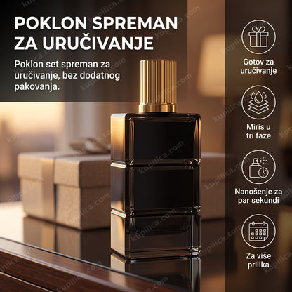 poklon set parfema za muškarce sa bočicom sa nečitljivom etiketom, benefiti proizvoda