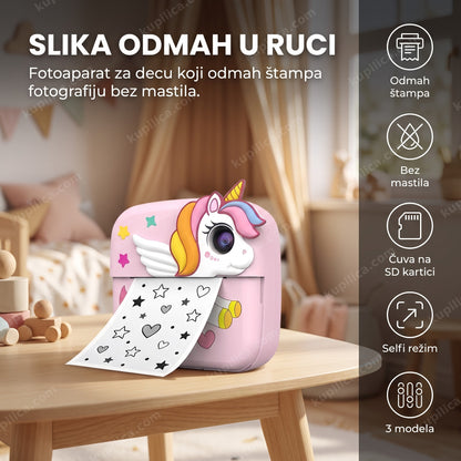 polaroid fotoaparat za decu sa termalnom štampom na stolu, benefiti proizvoda