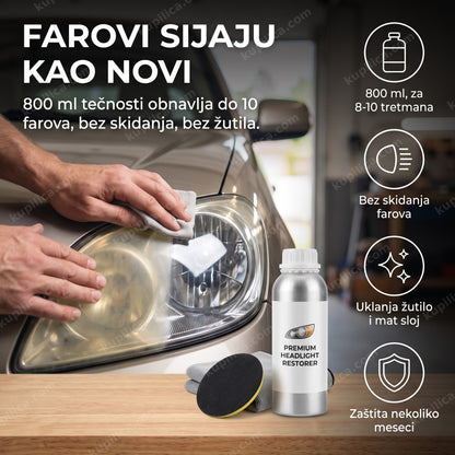 veliki set za polimerizaciju farova primenjen na automobilskom faru u garaži — benefiti proizvoda