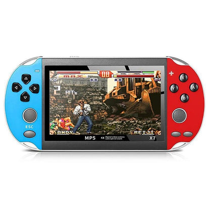 portabl konzola sa retro igrama X7 Plus, plavo-crvena sa ekranom u igri