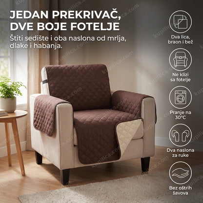 Prekrivač za fotelju sa dva lica prebačen preko naslona u sobi - benefiti proizvoda