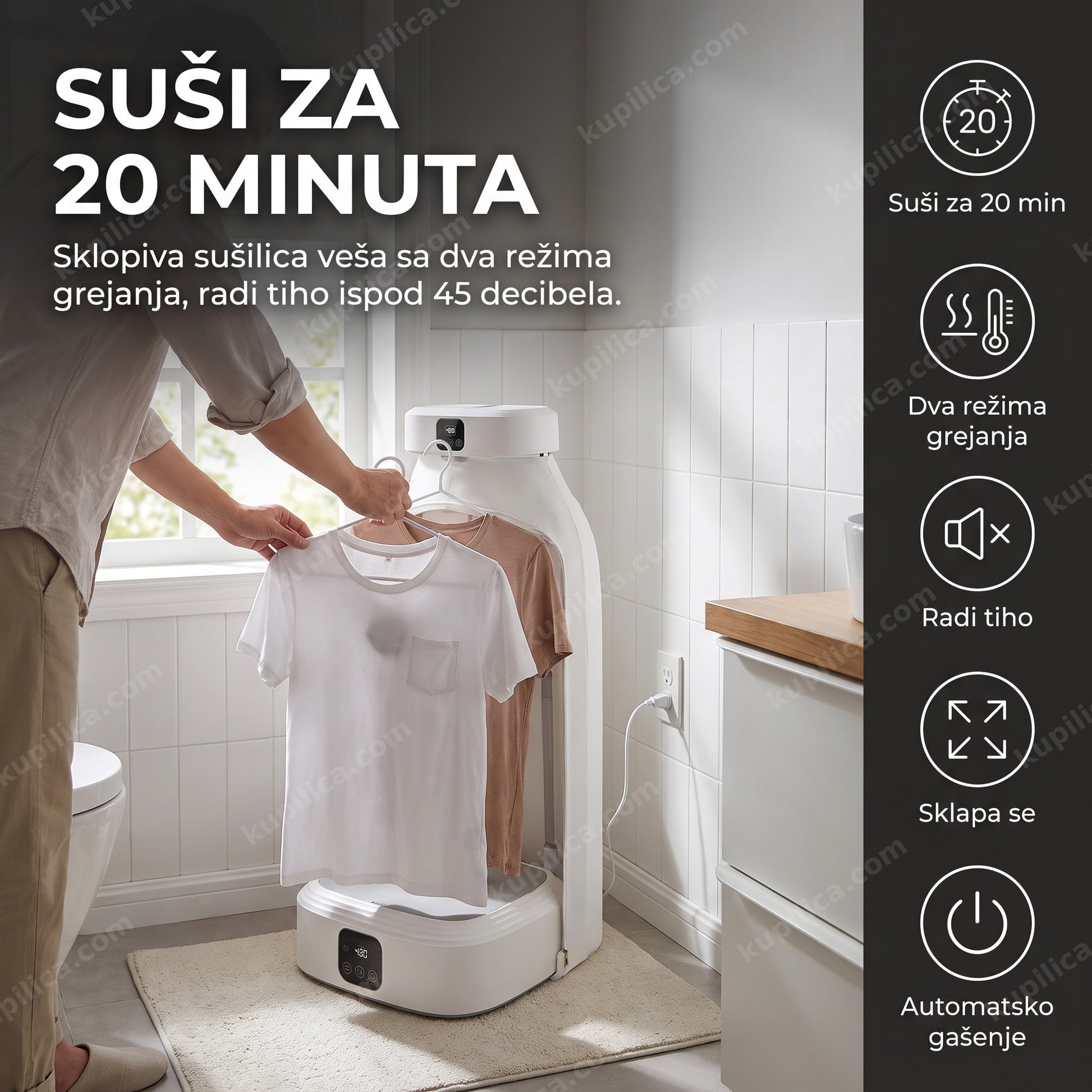 Prenosiva sklopiva mašina za sušenje veša u malom stanu