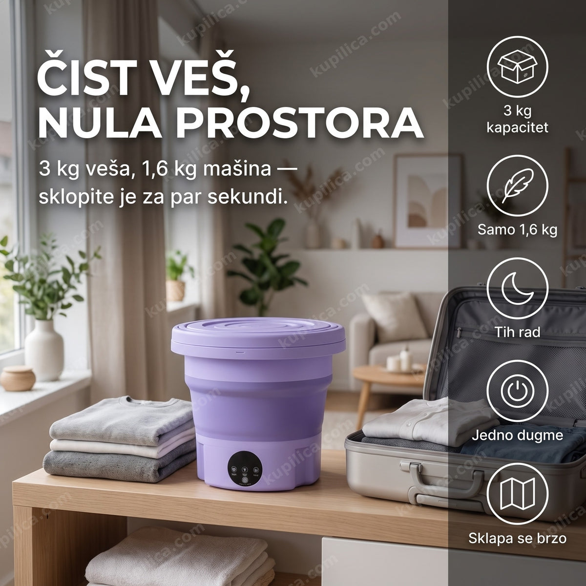 prenosiva sklopiva veš mašina za mali stan i putovanje