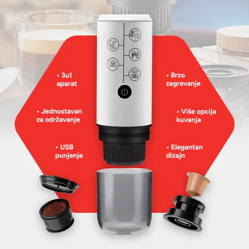 prenosivi espresso aparat bez struje — detalj 1