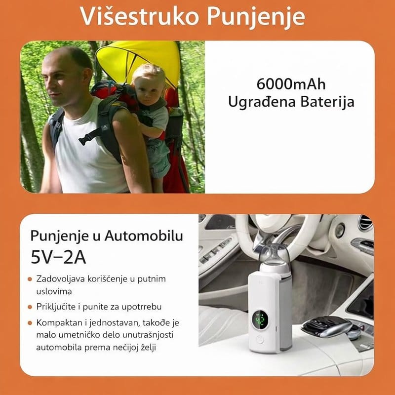 prenosivi grejač za flašice sa baterijom — detalj 2