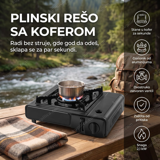 prenosivi plinski rešo sa koferom radi na kampovanju u prirodi, benefiti proizvoda