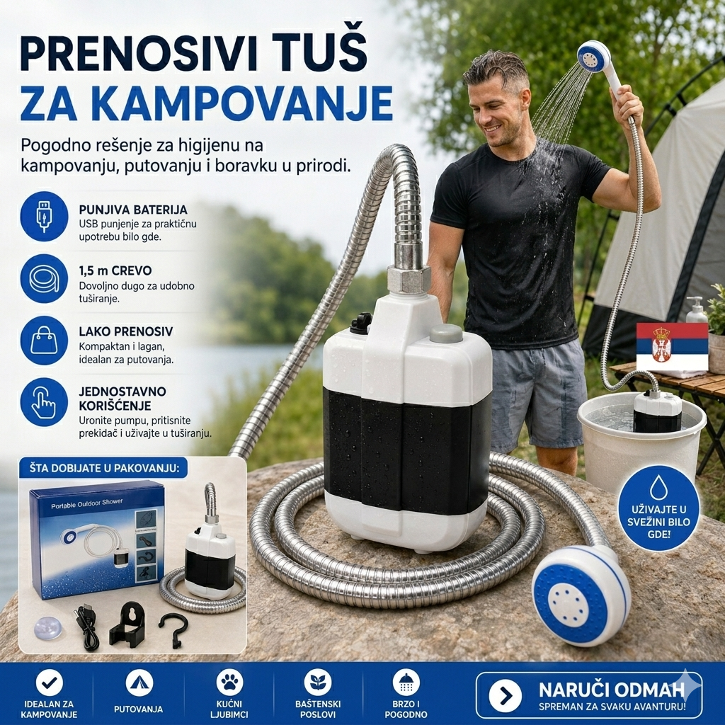 prenosivi tuš sa punjivom baterijom — detalj 1