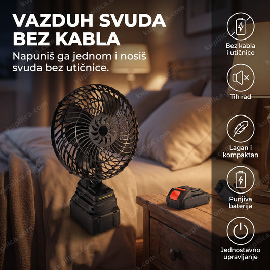 prenosivi ventilator na baterije na noćnom ormariću, benefiti proizvoda