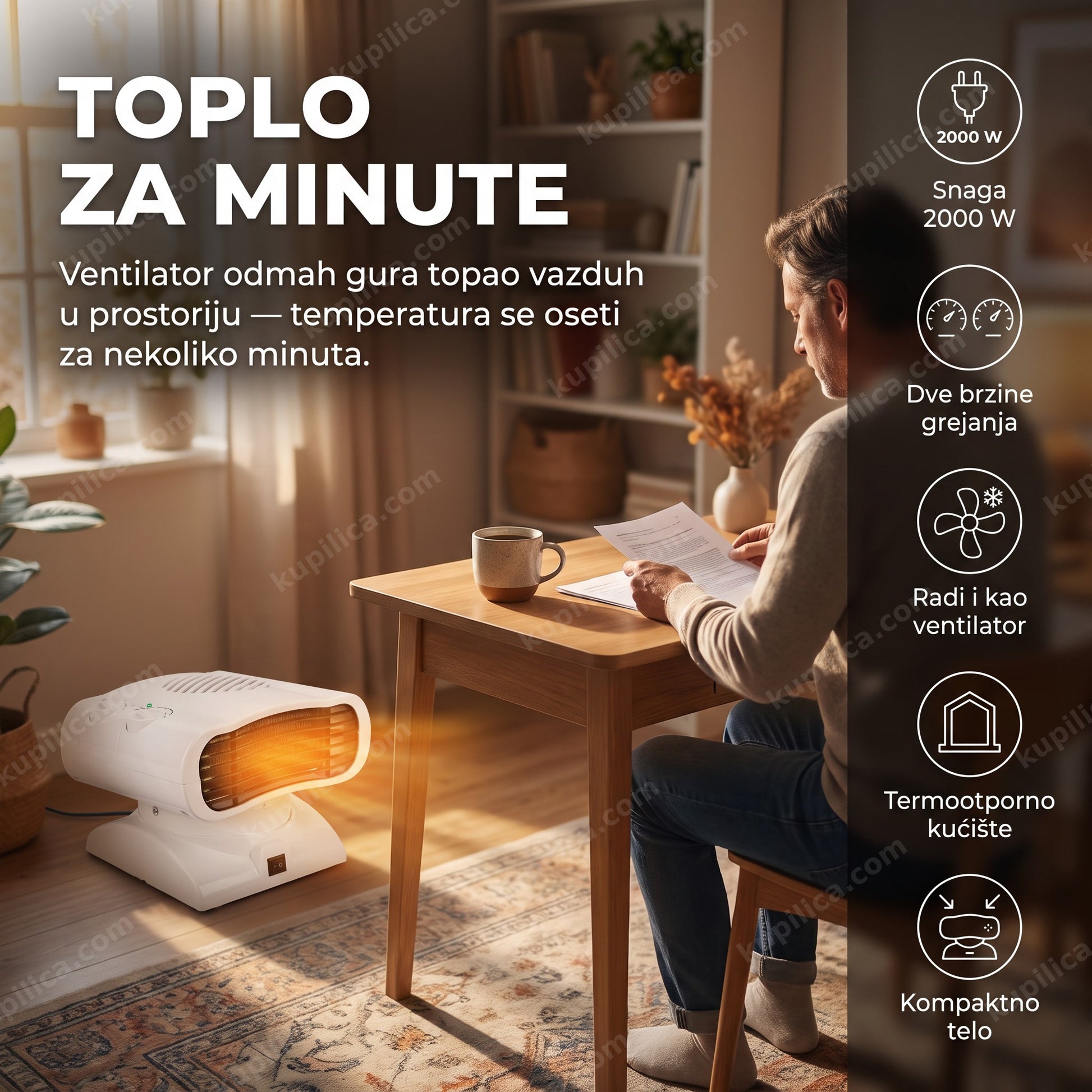 Prenosna grejalica TMB 101 2000W ventilatorska sa dve brzine