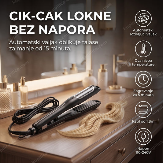 Presa za cik-cak lokne na toaletnom stočiću uz talasastu kosu, benefiti proizvoda