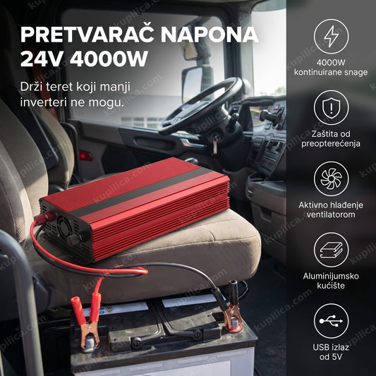 pretvarač napona 24v 4000w u kabini kamiona pored akumulatora, benefiti proizvoda