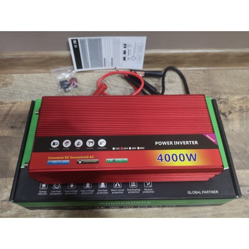 pretvarač napona 24v 220v 4000w — aluminijumsko kućište sa utičnicama i USB izlazom