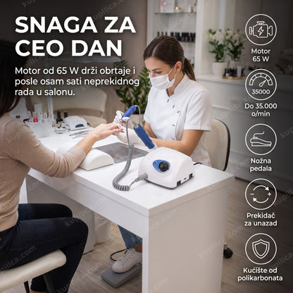 Profesionalna električna turpija za nokte Strong 210 sa nožnom pedalom