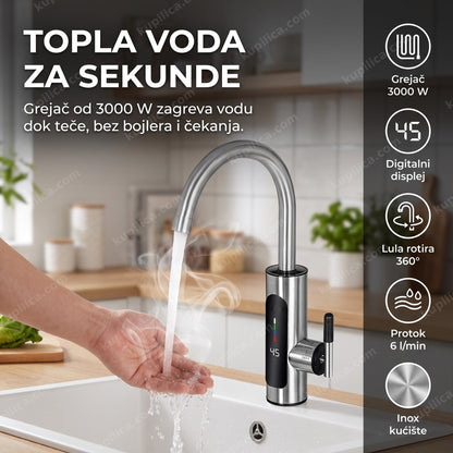 Inox protočna slavina RY-019 sa čvrstom lulom, 3000 W