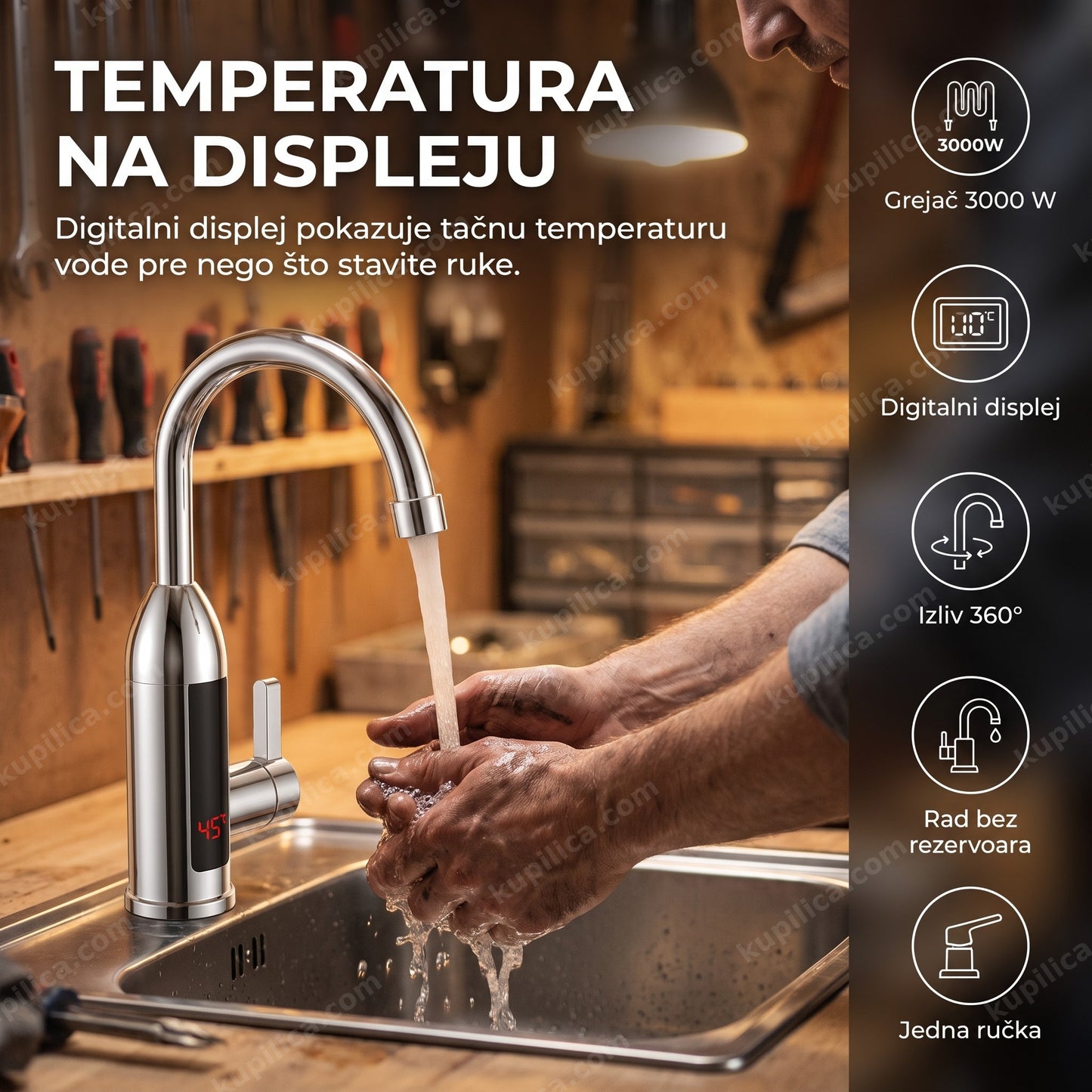 Protočna slavina RX-012 3kW sa digitalnim displejom temperature