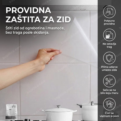 providna zaštitna folija za zid, postavljena na pločice iza šporeta u kuhinji, benefiti proizvoda