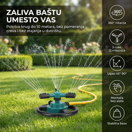 prskalica za baštu automatska rotirajuća 360 stepeni zaliva travnjak, benefiti proizvoda