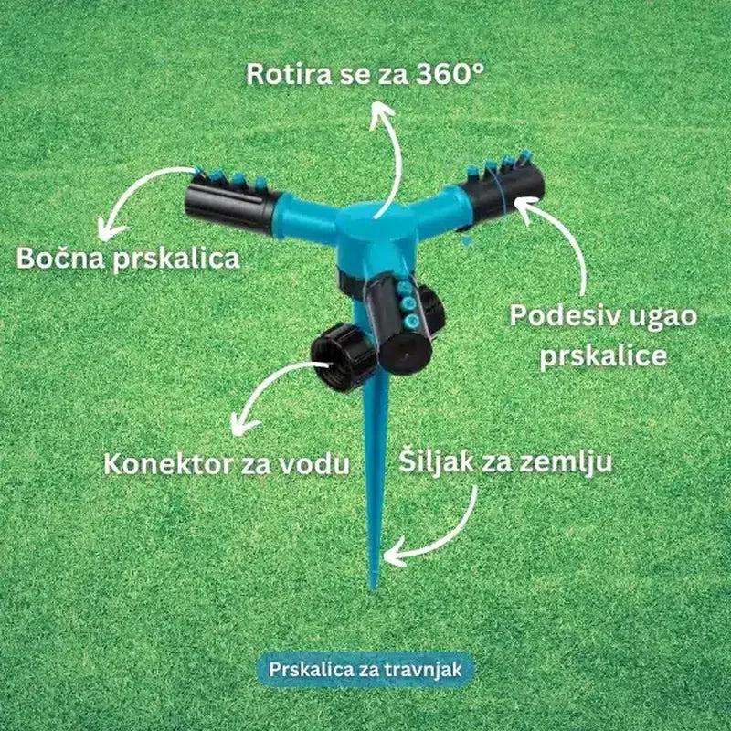 prskalica za travnjak sa 360 rotacijom i 12 mlaznica — detalj 1